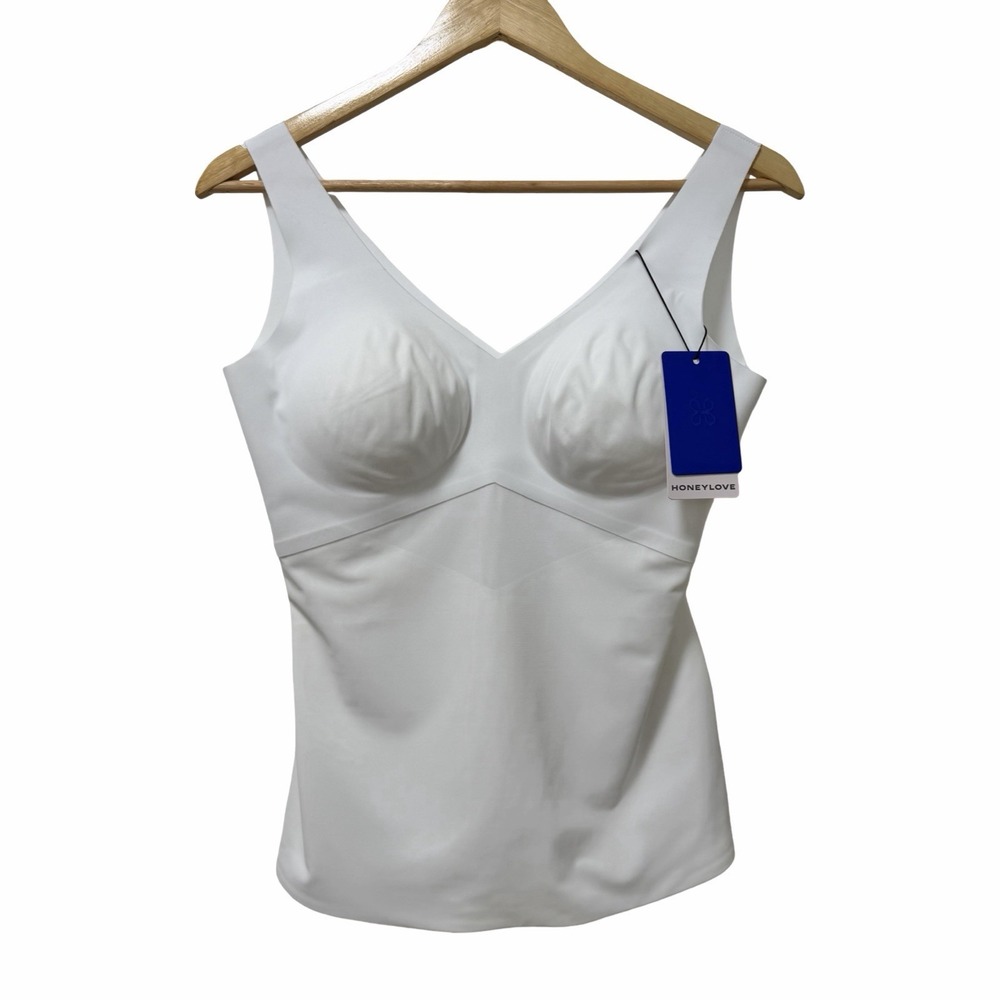 HONEYLOVE Womens LiftWear Padded Tank Top Size L White Shaping Slimming NEW - Picture 1 of 6